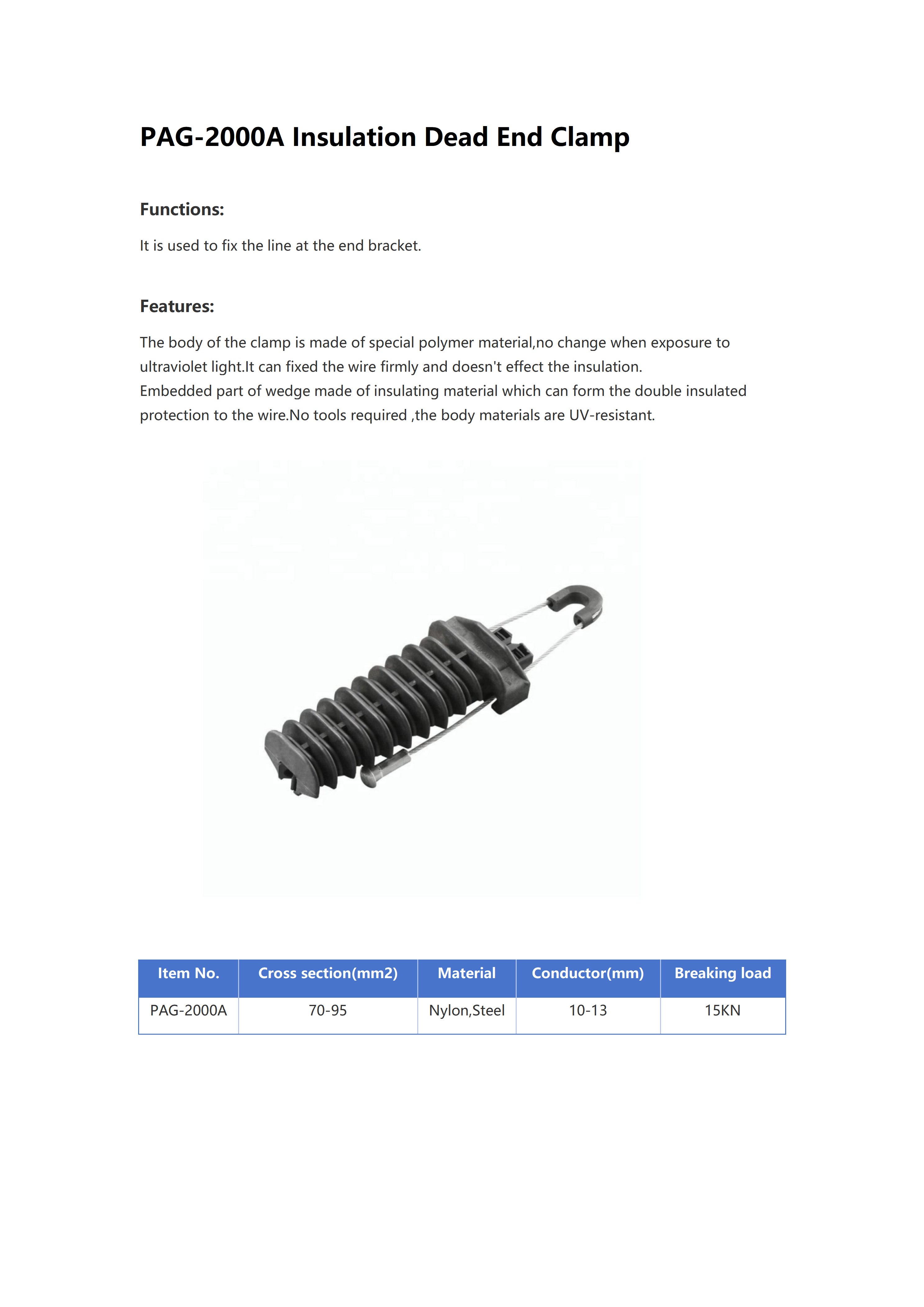 PAG-2000A Insulation Dead End Clamp detail 1